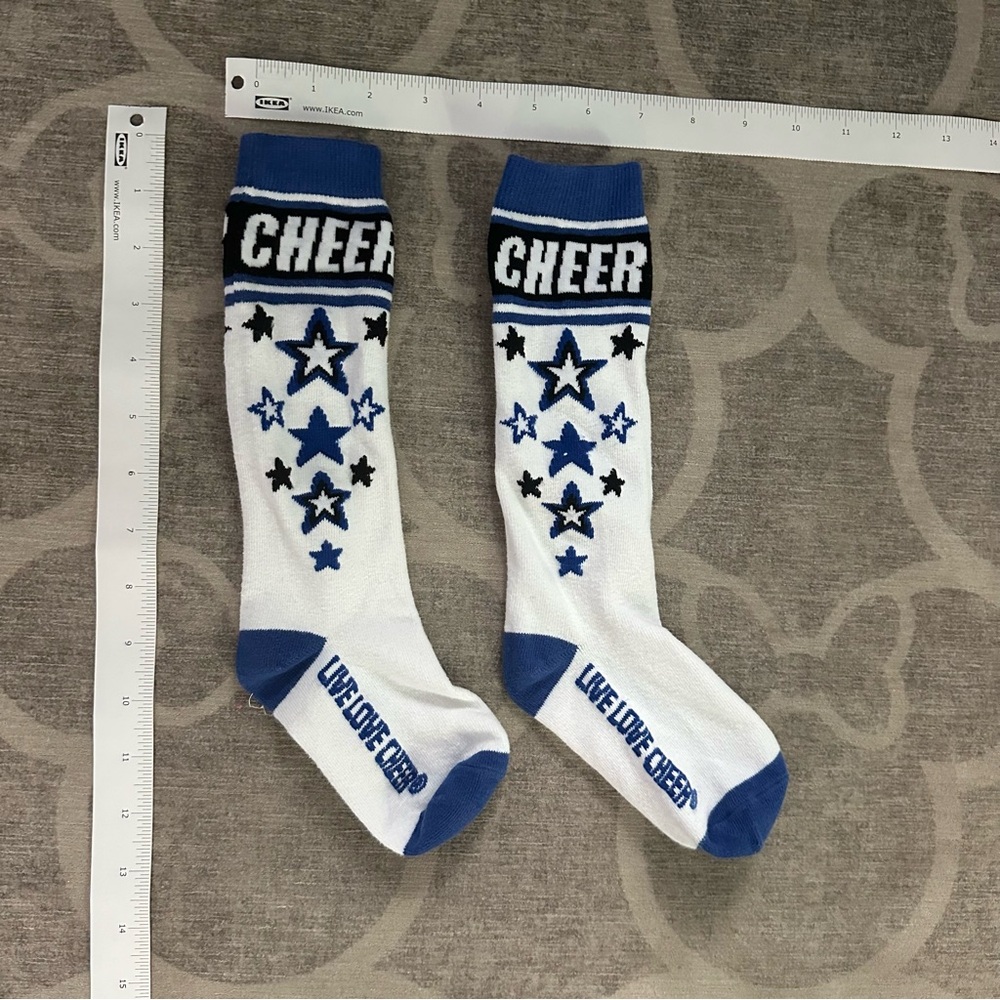 Girls CHEER calf-knee high socks royal blue & white